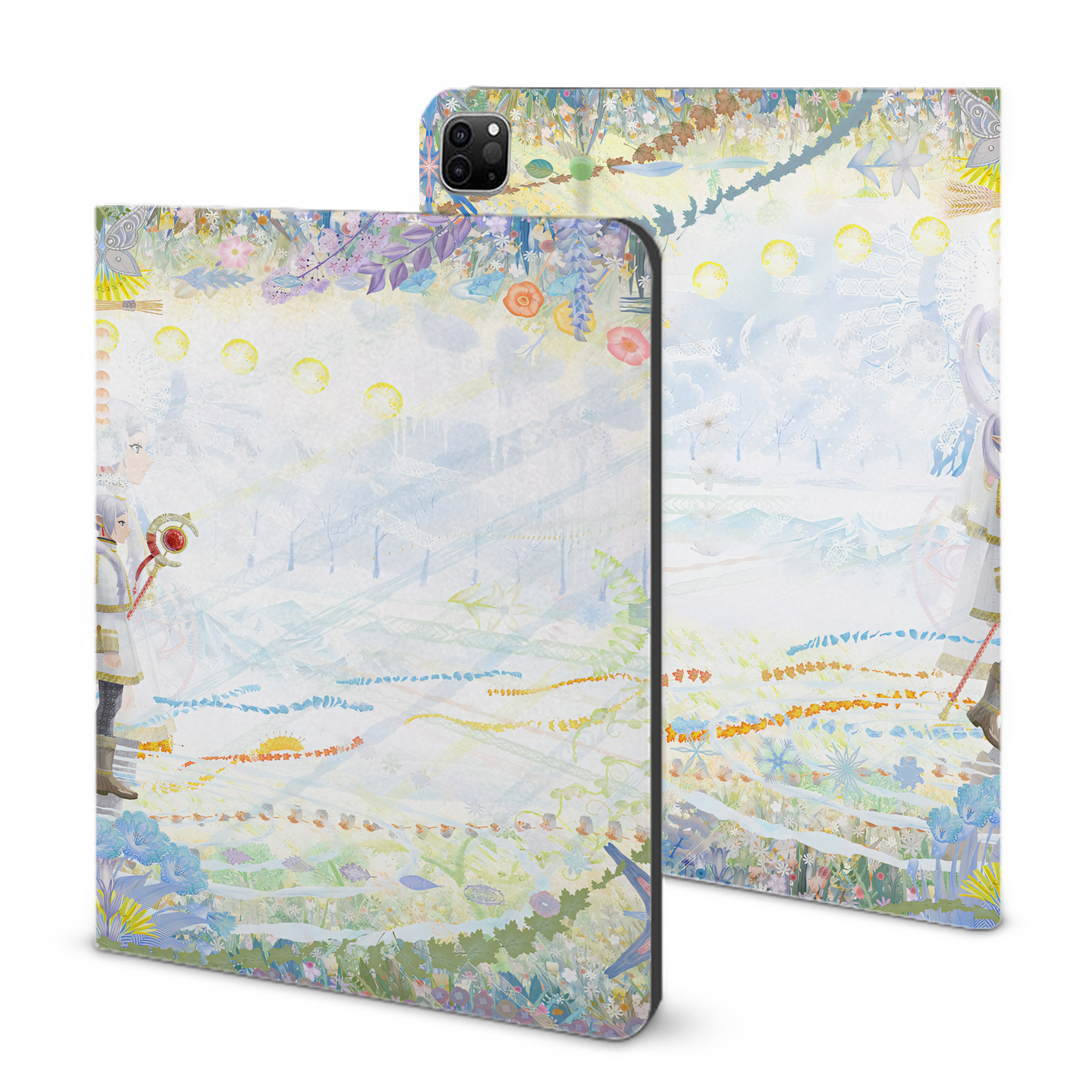 （画像用） 葬送のフリーレン Frieren IPad ケース ブック型 PUレザー TPU 耐衝撃 軽量 薄型 ペン収納なし 全面保護 IPad 各モデル対応